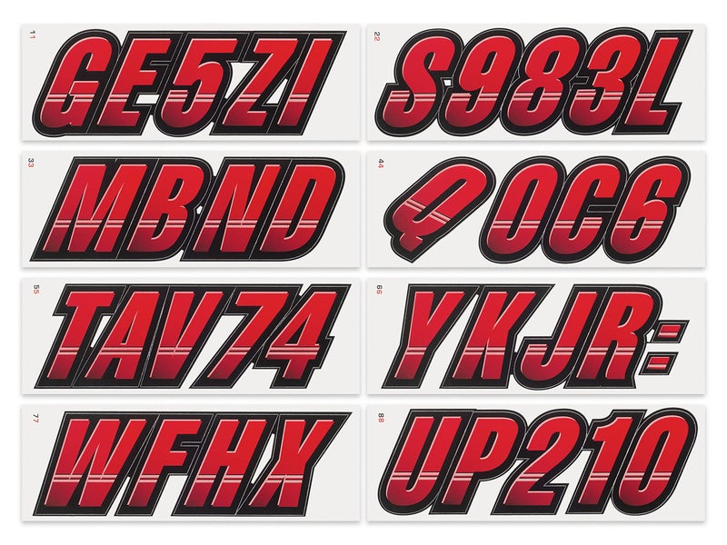 STIFFIE Techtron Red/Black 3" Boat & PWC Registration Decals â€¢ Numbers Letters Stickers - Image 3